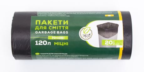 Пакети для сміття 120л/20шт ЕКО B. 20мкм LD, чорні